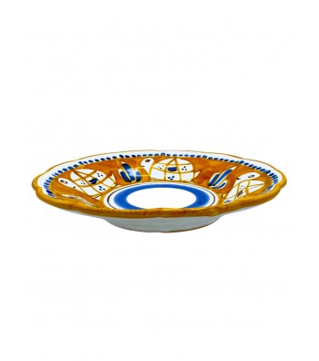 Piatto fondo Smerlato decoro Tartaruga Arancio - Ceramica Artistica Falcone