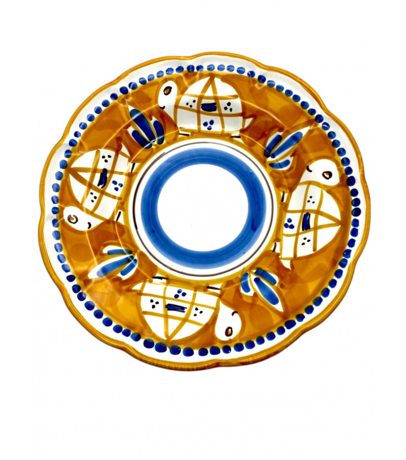 Piatto fondo Smerlato decoro Tartaruga Arancio - Ceramica Artistica Falcone